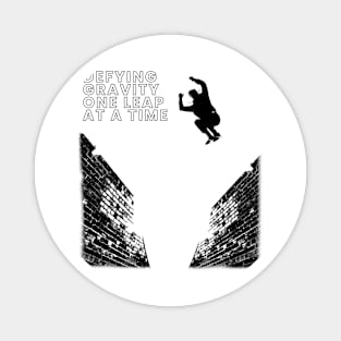 Defying Gravity One Leap At A Time Black Print Magnet